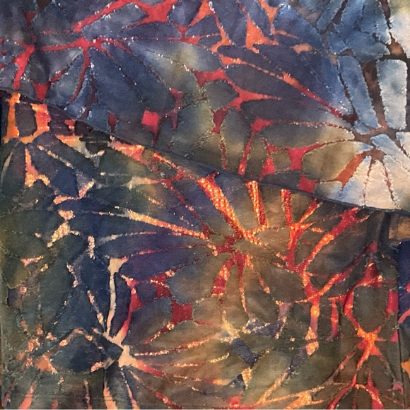 Attitudes by Renee XL Vibrant Fall Colors Scoop Neck Burnout Long Sleeves Blouse - Picture 3 of 16